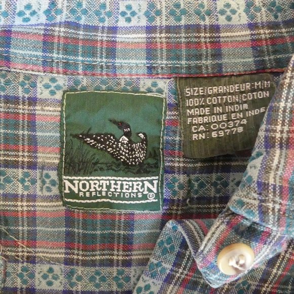 Northern Reflections Blue Checkered Medium Button Down Shirts - Picture 2 of 4